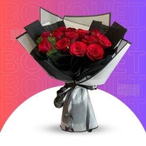 red rose black wrapped Flower Bouquets